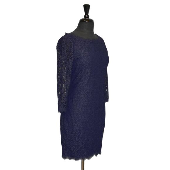 B0 NEW DIANE VON FURSTENBERG Colleen Midnight Navy Lace Sheath Dress Size 8 $348 - Picture 3 of 8